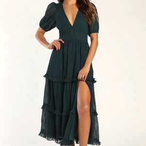 Lulu's Dark Teal Midi Dress